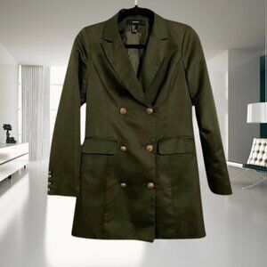 Forever 21 Olive Green Double Breasted Blazer | Size S | Stylish Military Chic